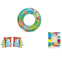 Комплект Bestway 23089 надувне коло+нарукавники+ремкомплект 36013 (вод.світ)/32115(red/green)/62068 Комплект Bestway 23089 надувне коло+нарукавники+ремкомплект 36013 (вод.світ)/32115(red/green)/62068